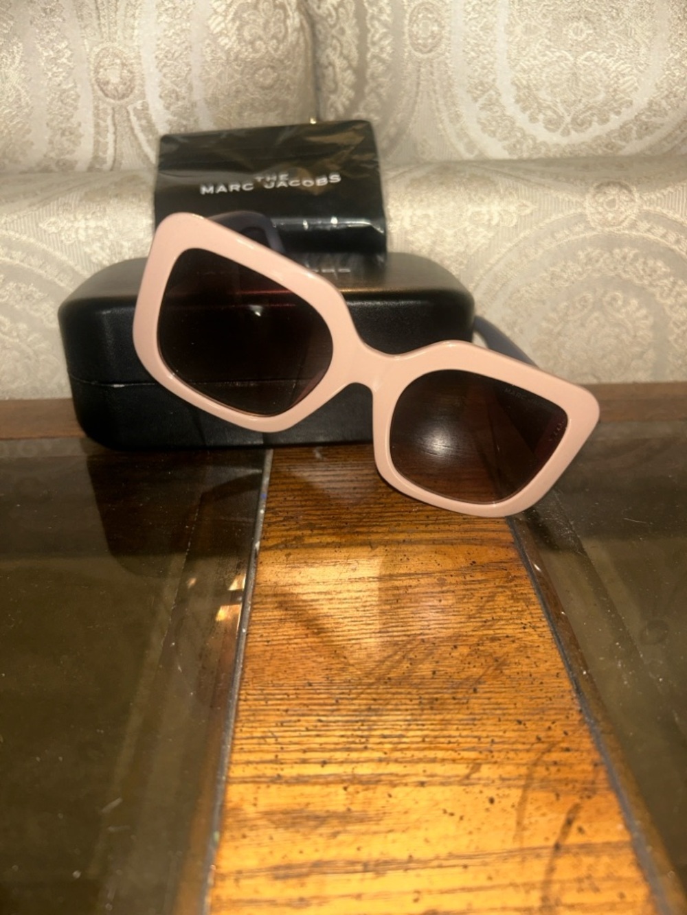 Marc Jacobs Blush Pink Geometric Oversized Sunglasses